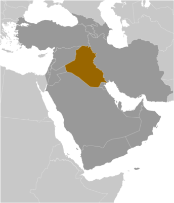 Map showing the location of Iraq