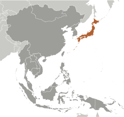 Map showing the location of Japan