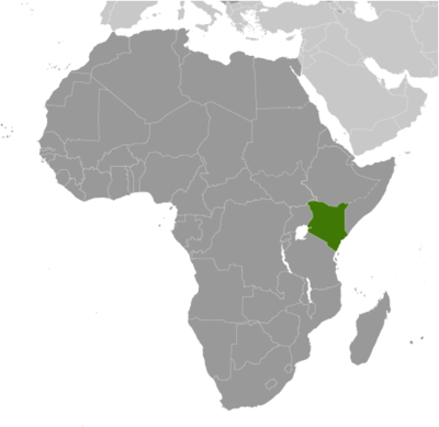 Map showing the location of Kenya