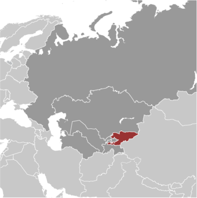 Map showing the location of Kyrgyzstan