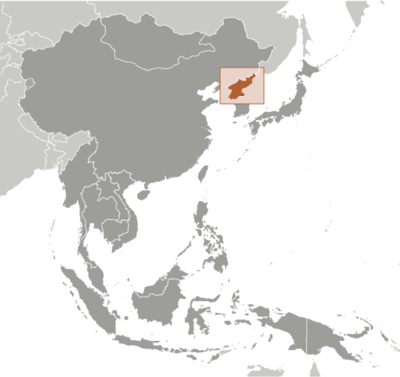 Map showing the location of North Korea (Democratic People's Republic of Korea)