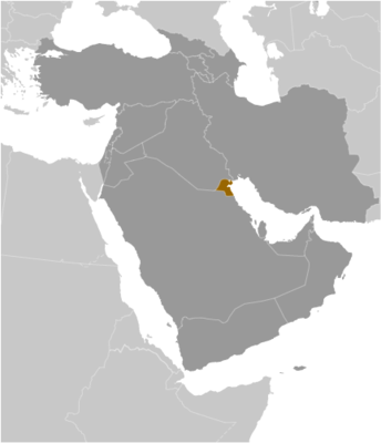 Map showing the location of Kuwait