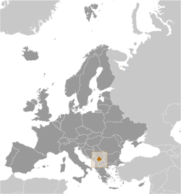 Map showing the location of Kosovo