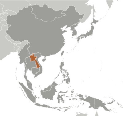 Map showing the location of Laos (Lao People's Democratic Republic)