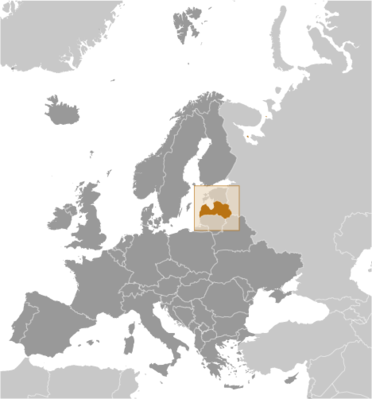 Map showing the location of Latvia