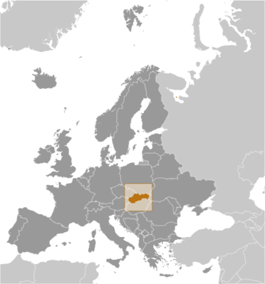Map showing the location of Slovakia