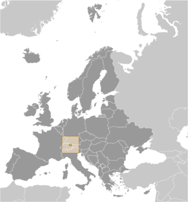Map showing the location of Liechtenstein