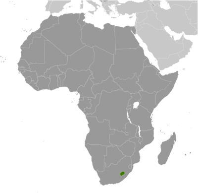 Map showing the location of Lesotho