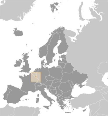 Map showing the location of Luxembourg