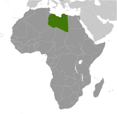 Map showing the location of Libya