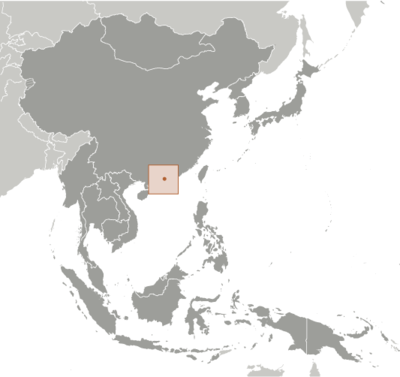 Map showing the location of Macau