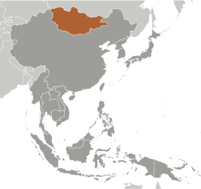 Map showing the location of Mongolia