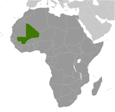 Map showing the location of Mali