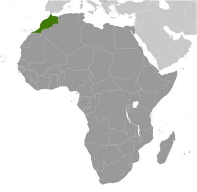 Map showing the location of Morocco