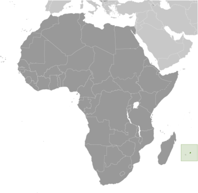 Map showing the location of Mauritius