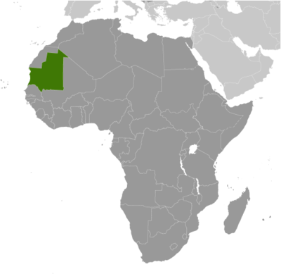 Map showing the location of Mauritania