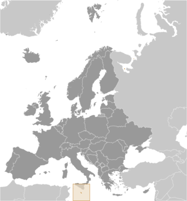 Map showing the location of Malta