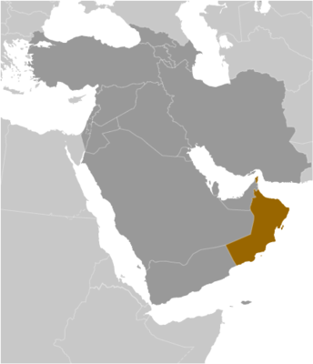 Map showing the location of Oman
