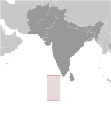 Map showing the location of Maldives