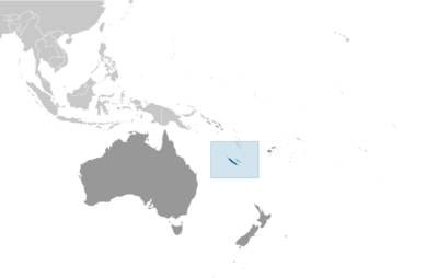 Map showing the location of New Caledonia