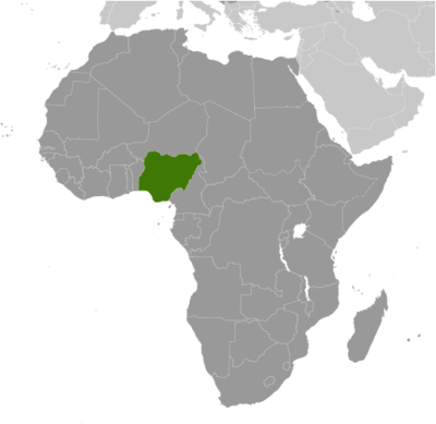 Map showing the location of Nigeria