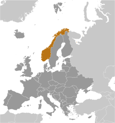 Map showing the location of Norway