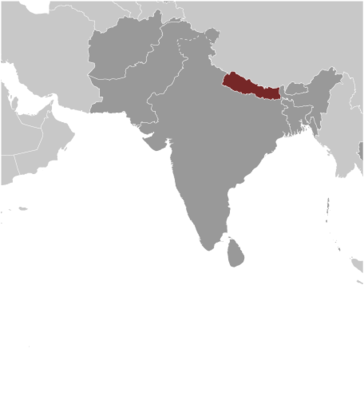 Map showing the location of Nepal