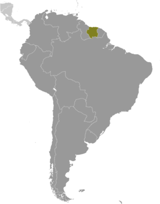 Map showing the location of Suriname