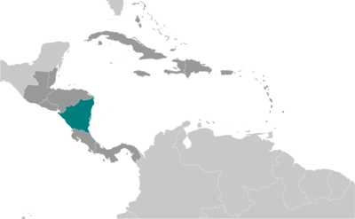 Map showing the location of Nicaragua