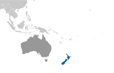 Map showing the location of New Zealand