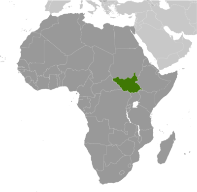 Map showing the location of South Sudan