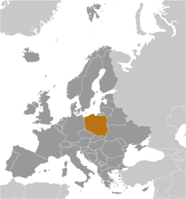 Map showing the location of Poland