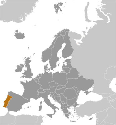 Map showing the location of Portugal