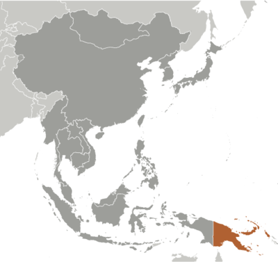 Map showing the location of Papua New Guinea