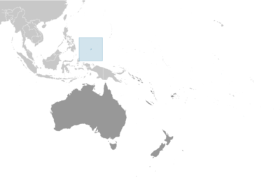 Map showing the location of Palau