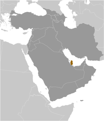 Map showing the location of Qatar