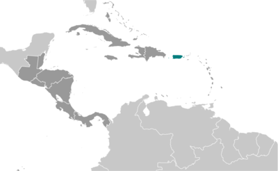 Map showing the location of Puerto Rico