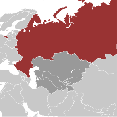 Map showing the location of Russia