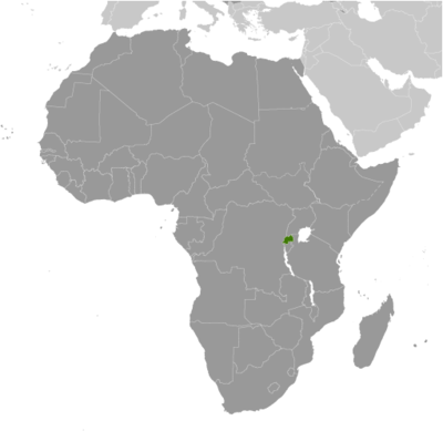 Map showing the location of Rwanda