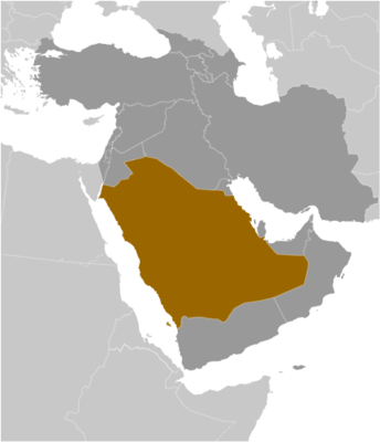 Map showing the location of Saudi Arabia