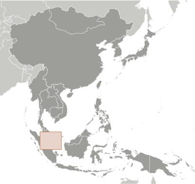Map showing the location of Singapore