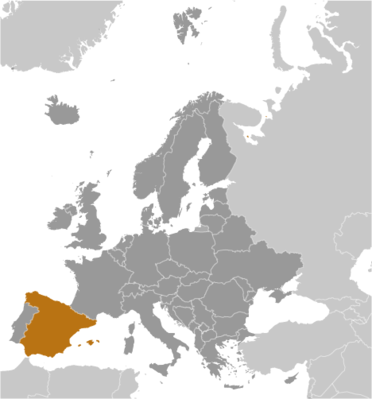 Map showing the location of Spain