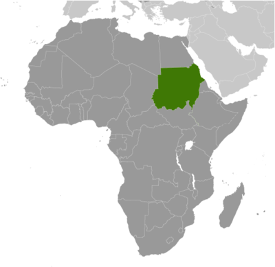 Map showing the location of Sudan
