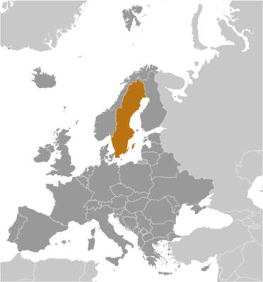 Map showing the location of Sweden