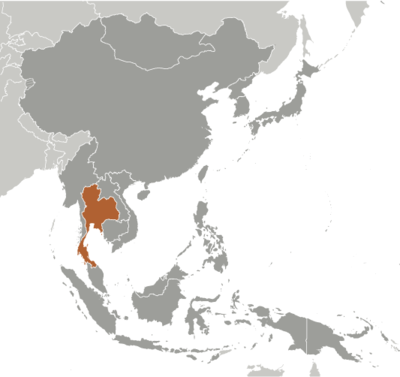 Map showing the location of Thailand