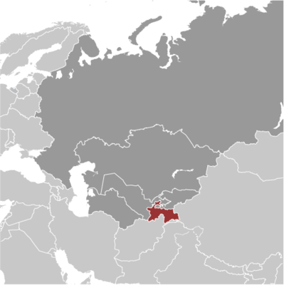 Map showing the location of Tajikistan