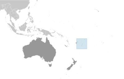 Map showing the location of Tonga