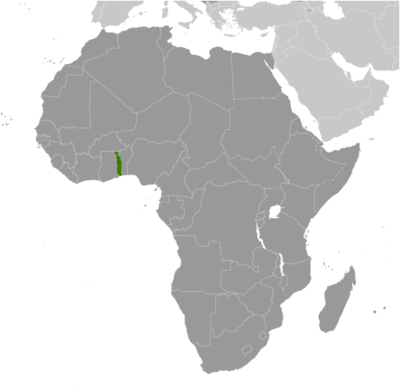 Map showing the location of Togo