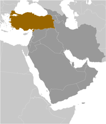 Map showing the location of Turkey