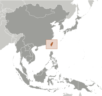 Map showing the location of Taiwan
